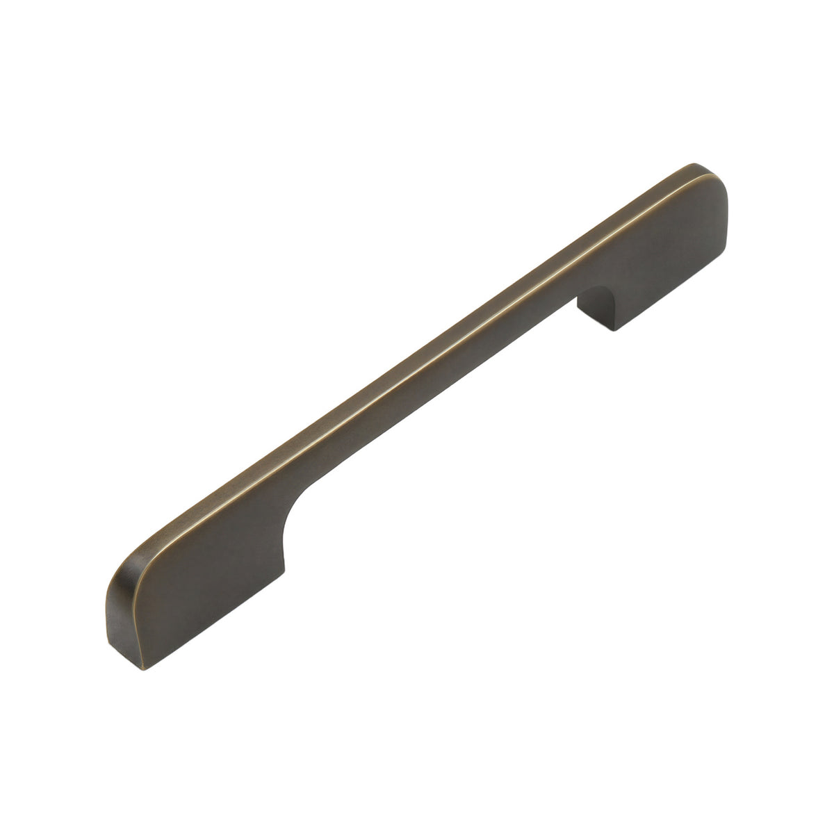 Coffee-brown wide flat-faced bar pull with rounded ends, 128 mm, option No. 2.