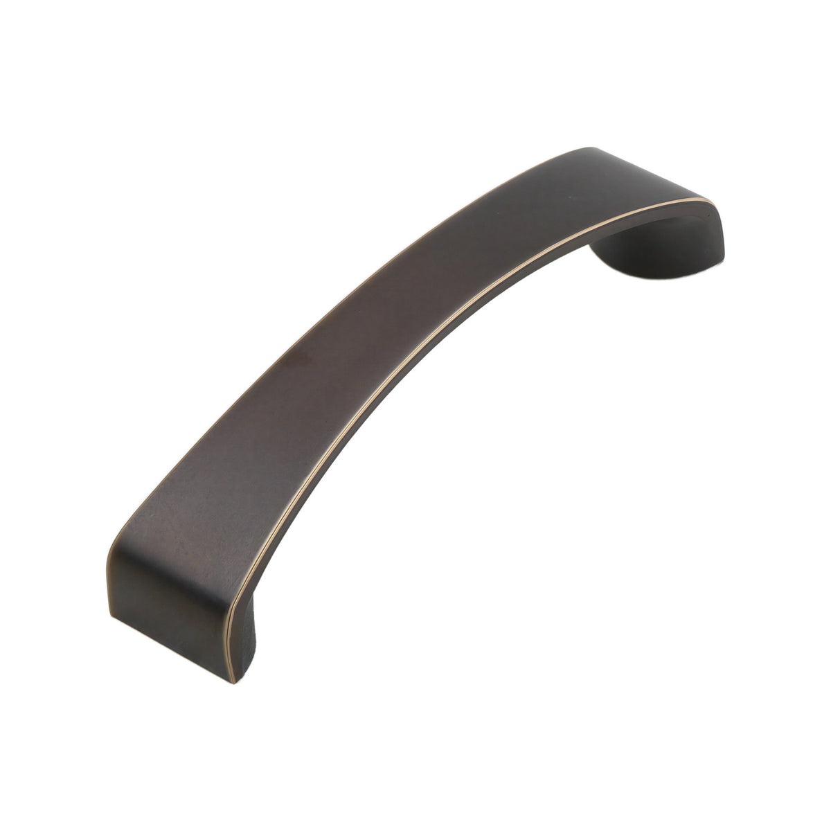 Coffee-tone arched flat bar pull with gold-tone edging, 96 mm, option No. 1.