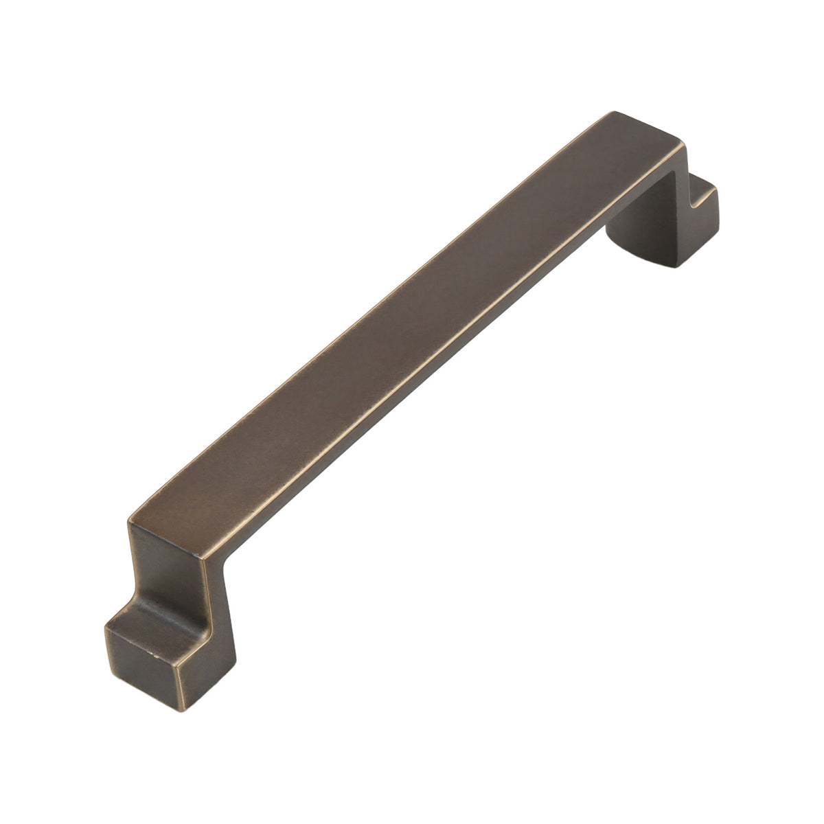 Coffee-tone straight rectangular bar pull with gold-tone edging, 128 mm, option No. 2.
