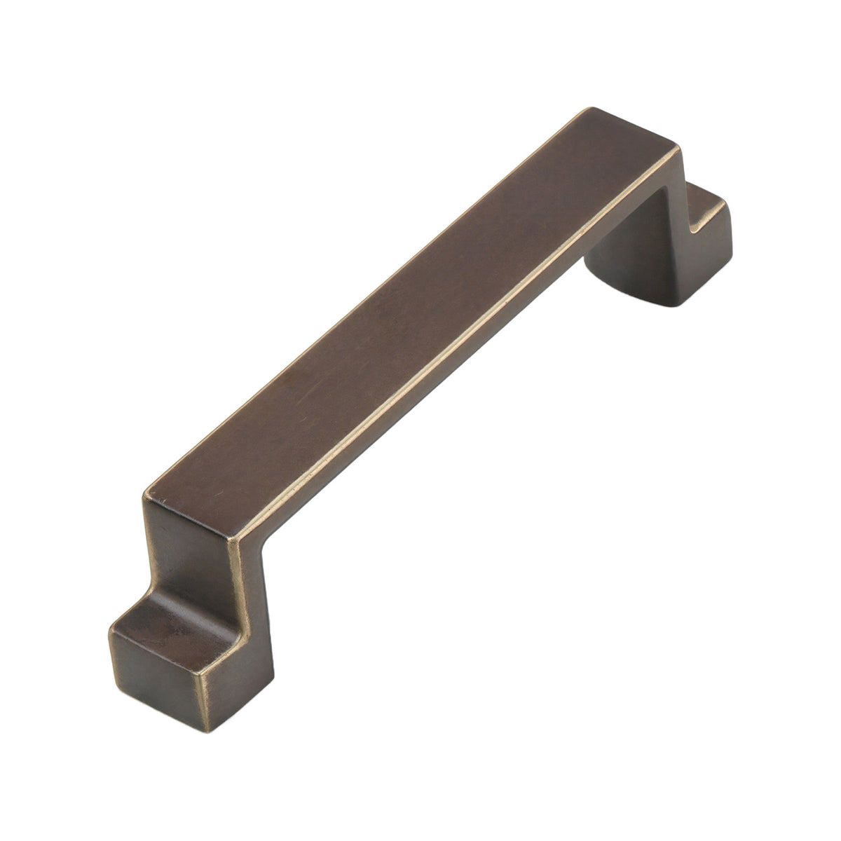 Coffee-tone straight rectangular bar pull with gold-tone edging, 96 mm, option No. 2.