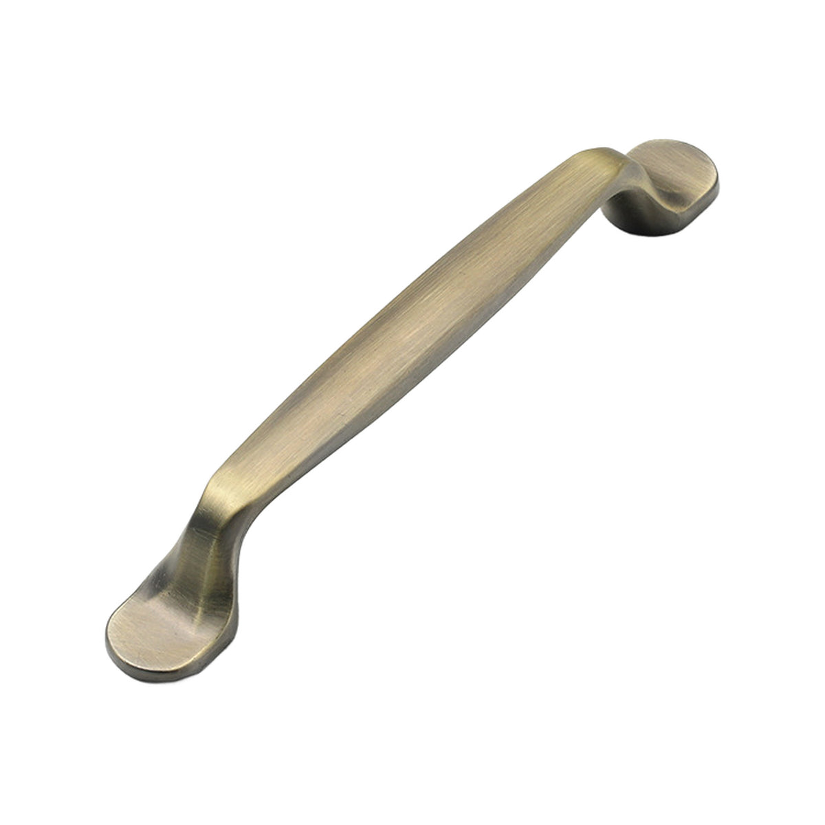 Gently curved bar pull with broad rounded end mounts, variant #23, 128 mm.