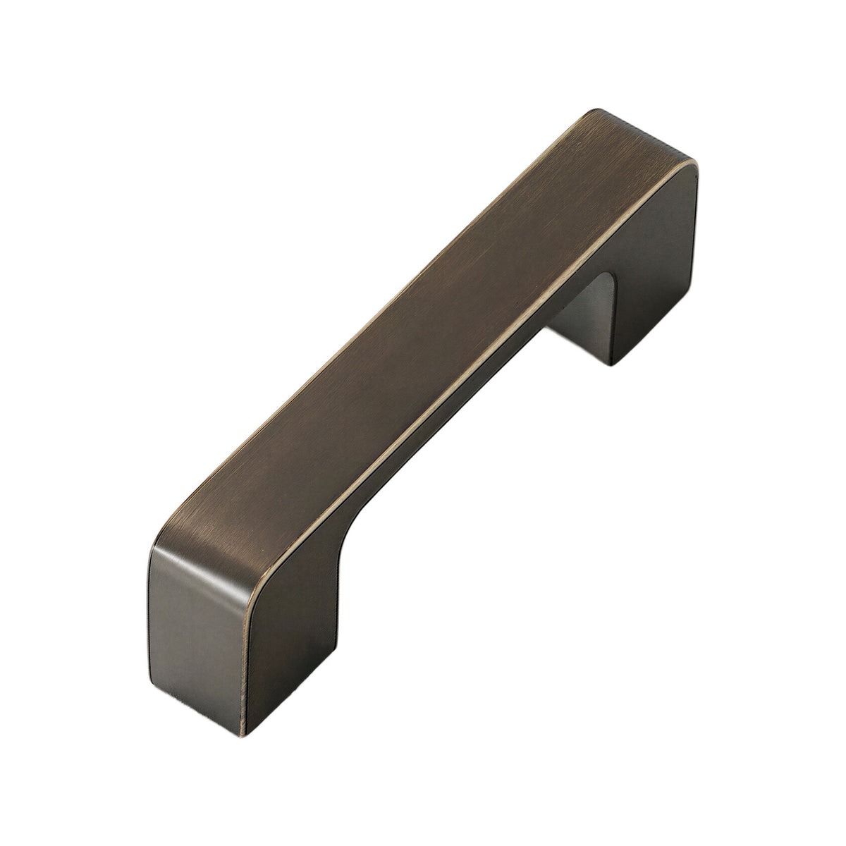 Dark antique brass-tone angular flat bar pull, 80 mm, option No. 16.