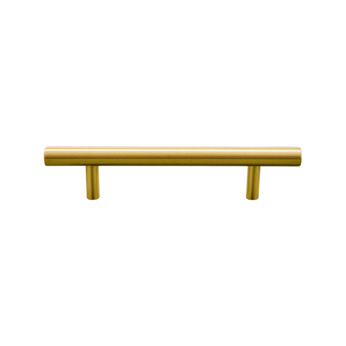 Gold-tone cylindrical bar pull with two posts, option No. 13, 128 mm.