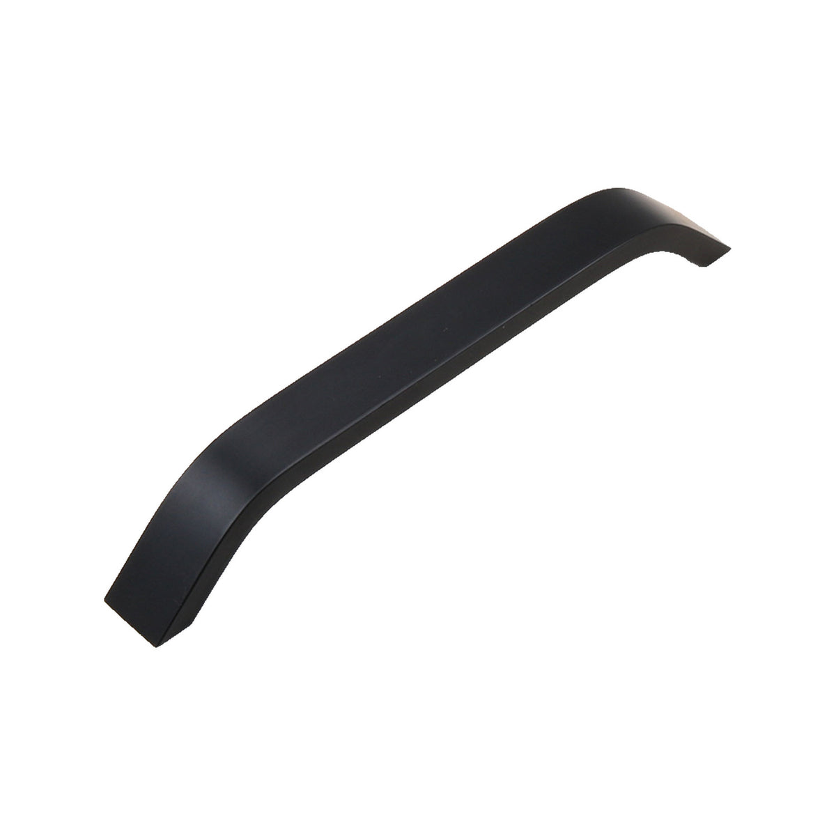 Matte black minimalist bar pull with angled ends, 160 mm.
