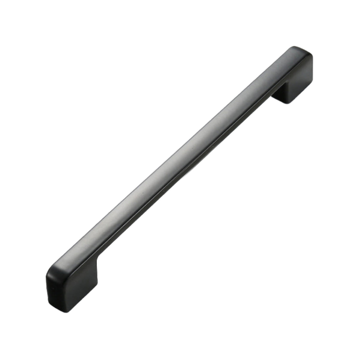 Matte black bar pull with rounded corners and block feet, option No. 13, 160 mm.