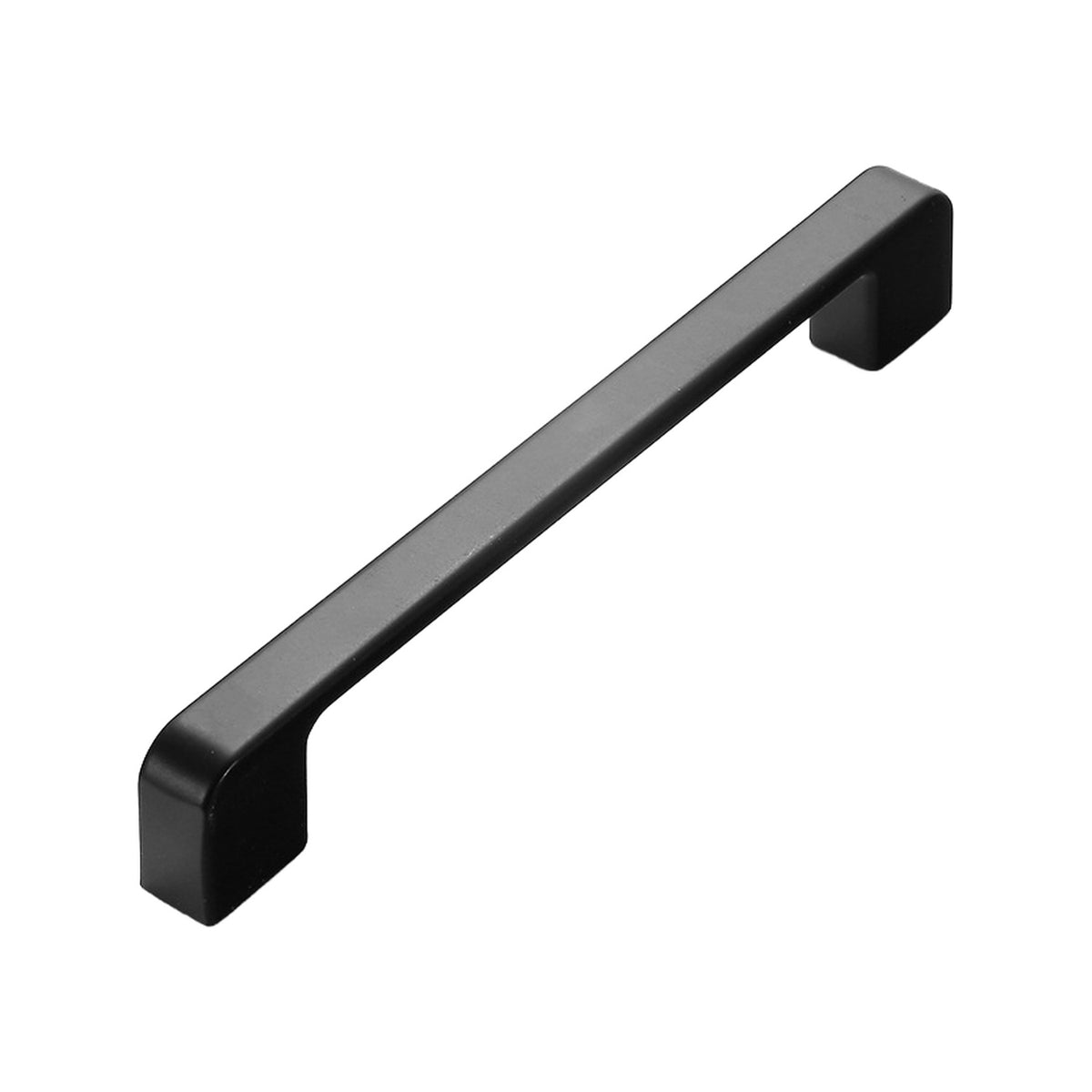 Matte black bar pull with rounded corners and block feet, option No. 13, 192 mm.