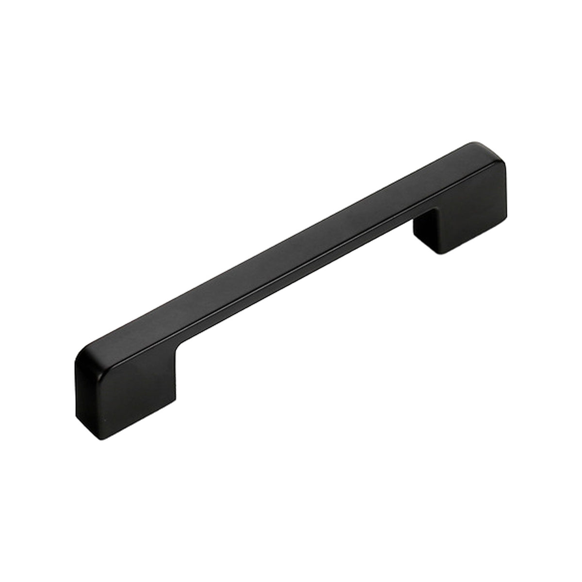 Matte black straight bar pull with squared ends, option No. 2, 128 mm.