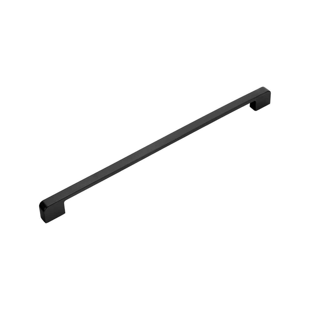 Matte black straight bar pull with squared ends, option No. 2, 320 mm.