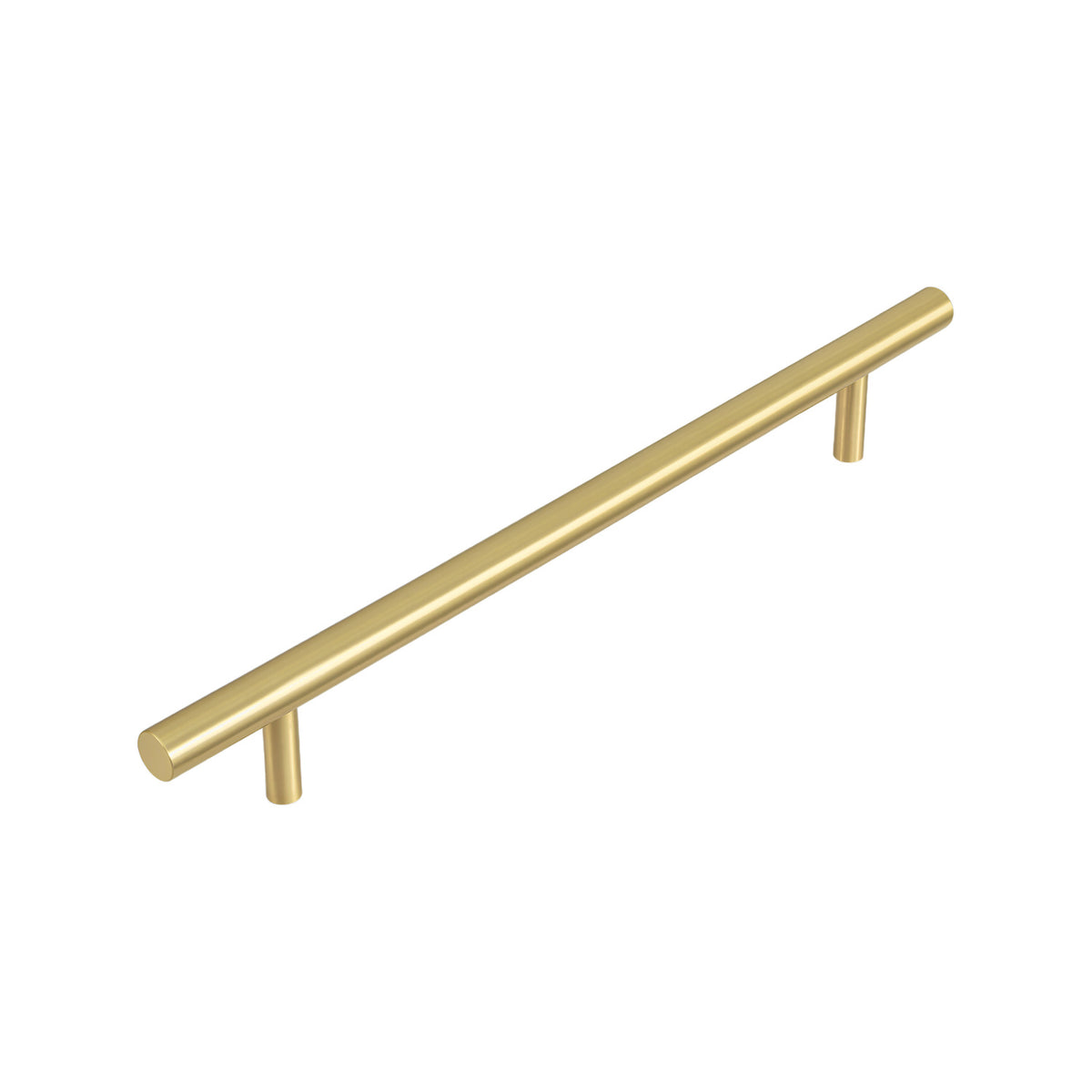 Matte gold-tone round bar pull with straight posts, 192 mm, option No. 6.