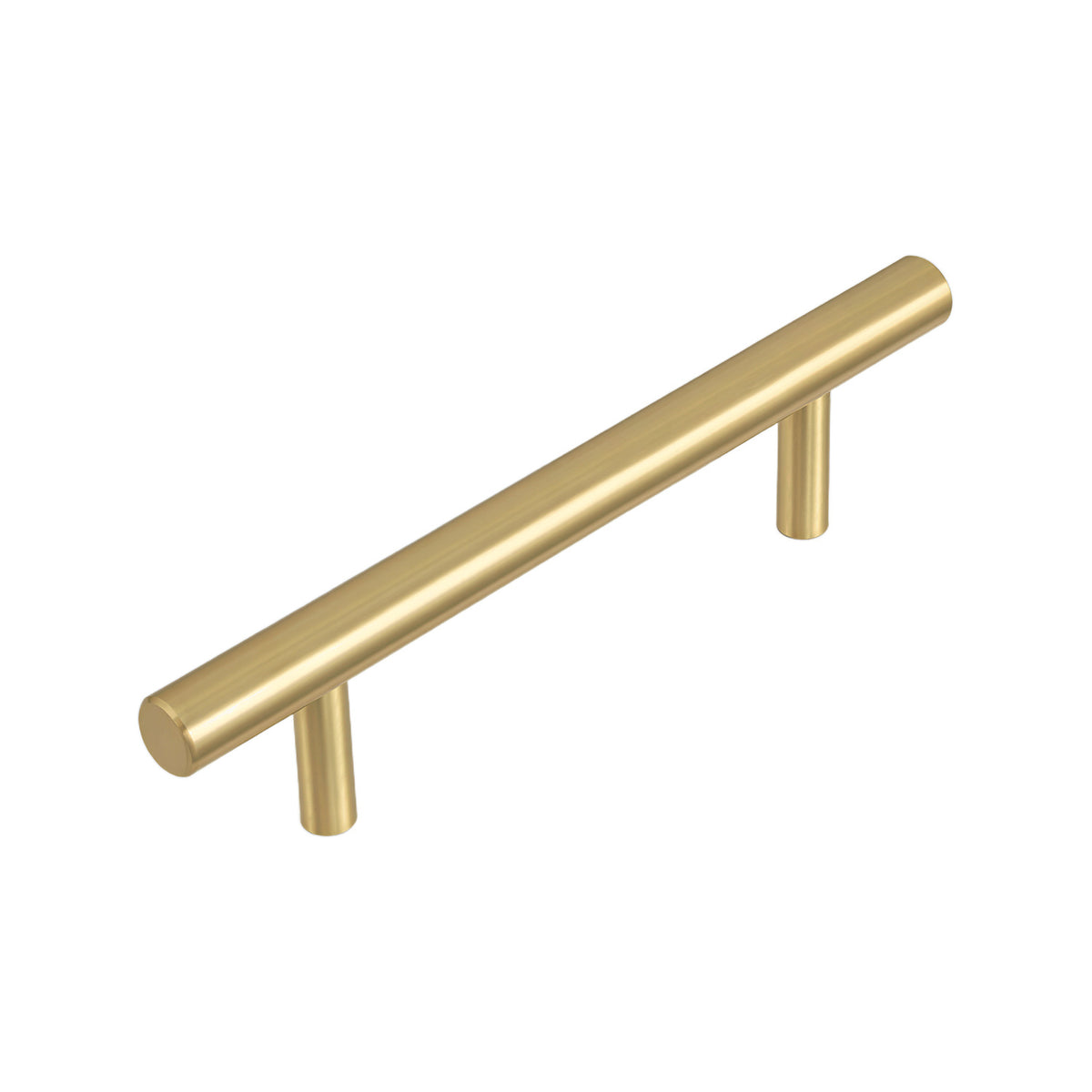 Matte gold-tone round bar pull with straight posts, 96 mm, option No. 6.