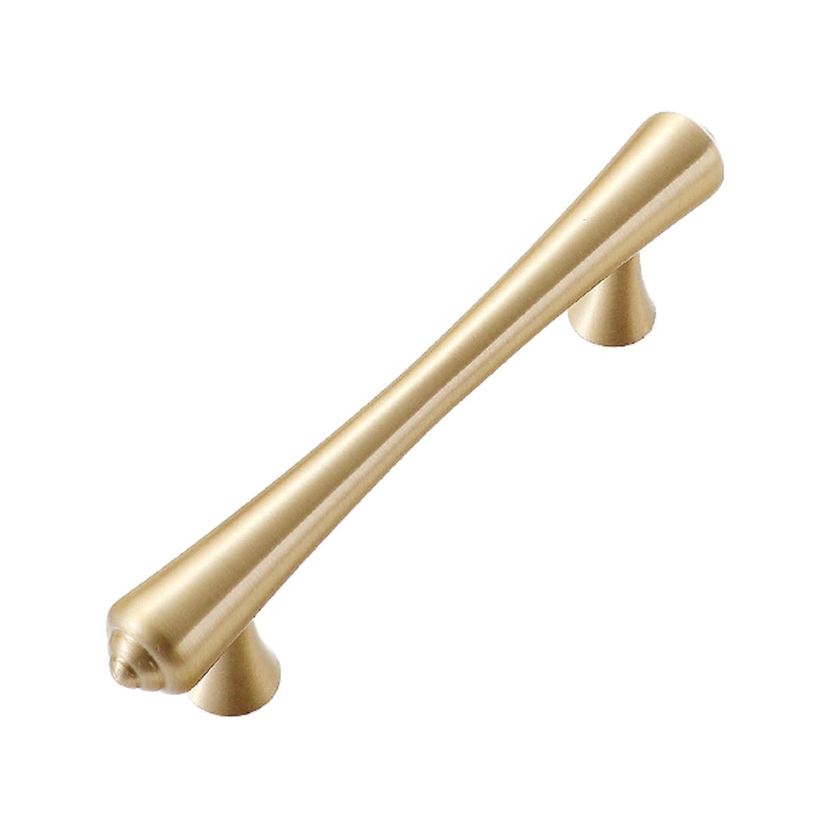 Matte gold-tone tapered round bar pull, 96 mm, option No. 14.