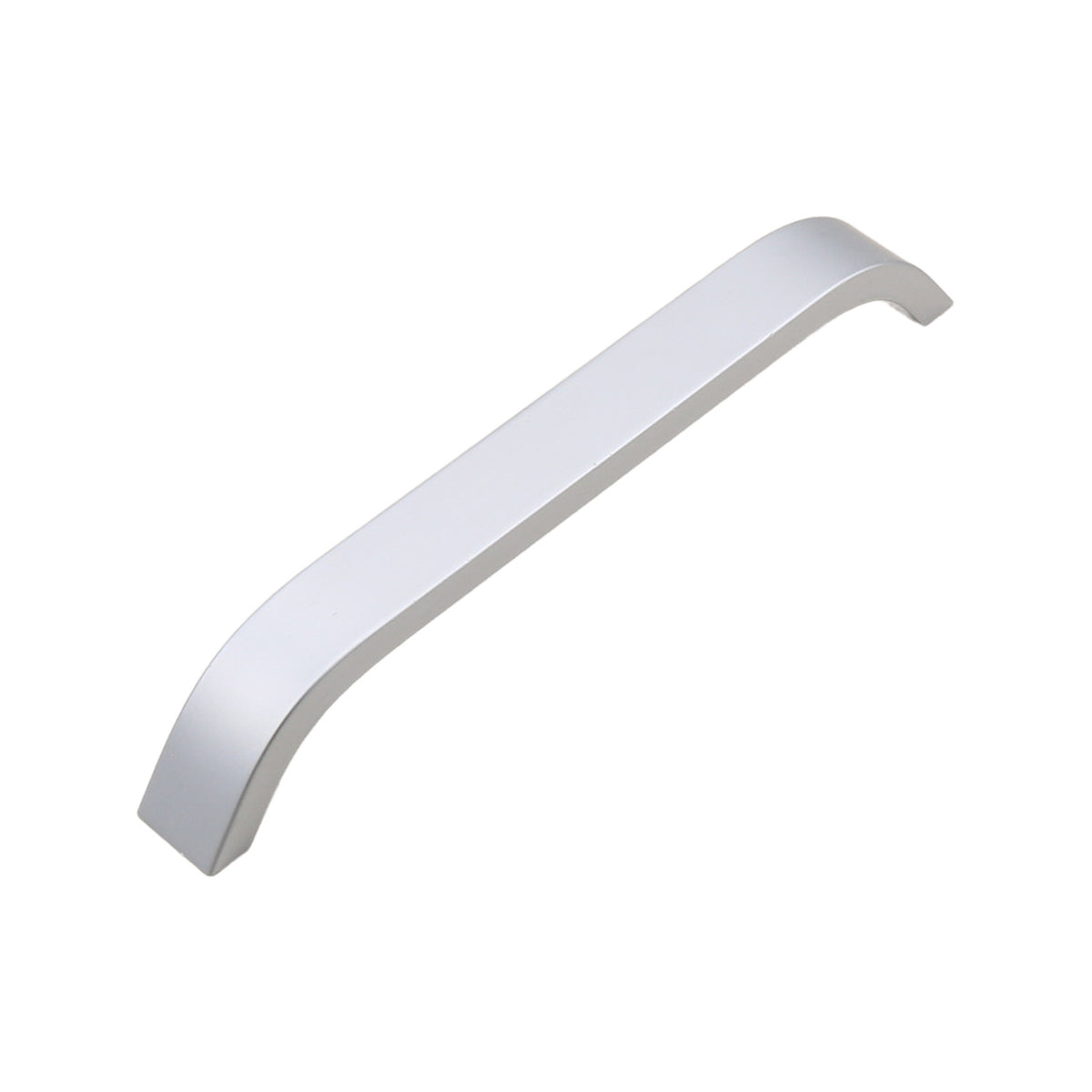 Matte silver-tone minimalist bar pull with angled ends, 160 mm.