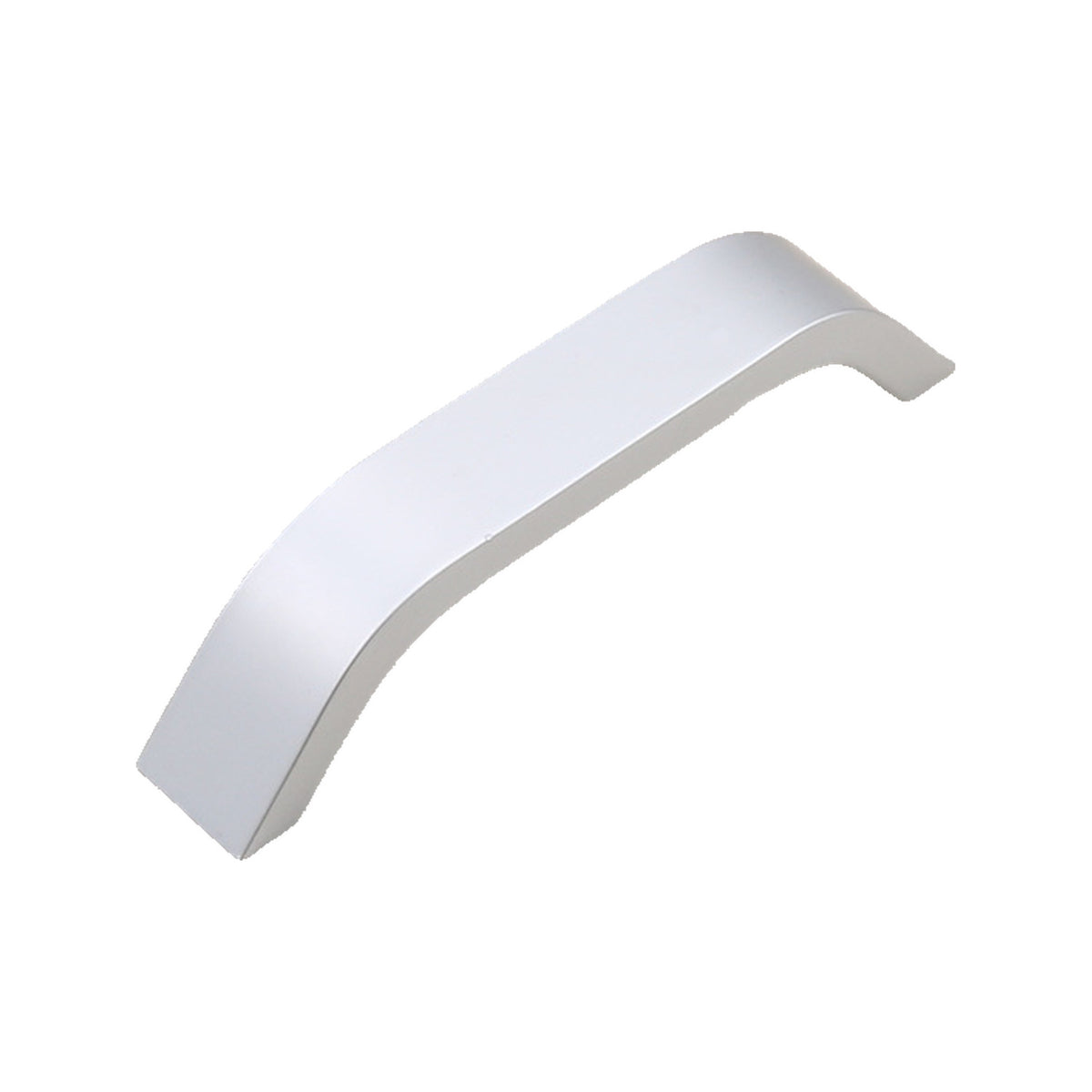 Matte silver-tone minimalist bar pull with angled ends, 96 mm.