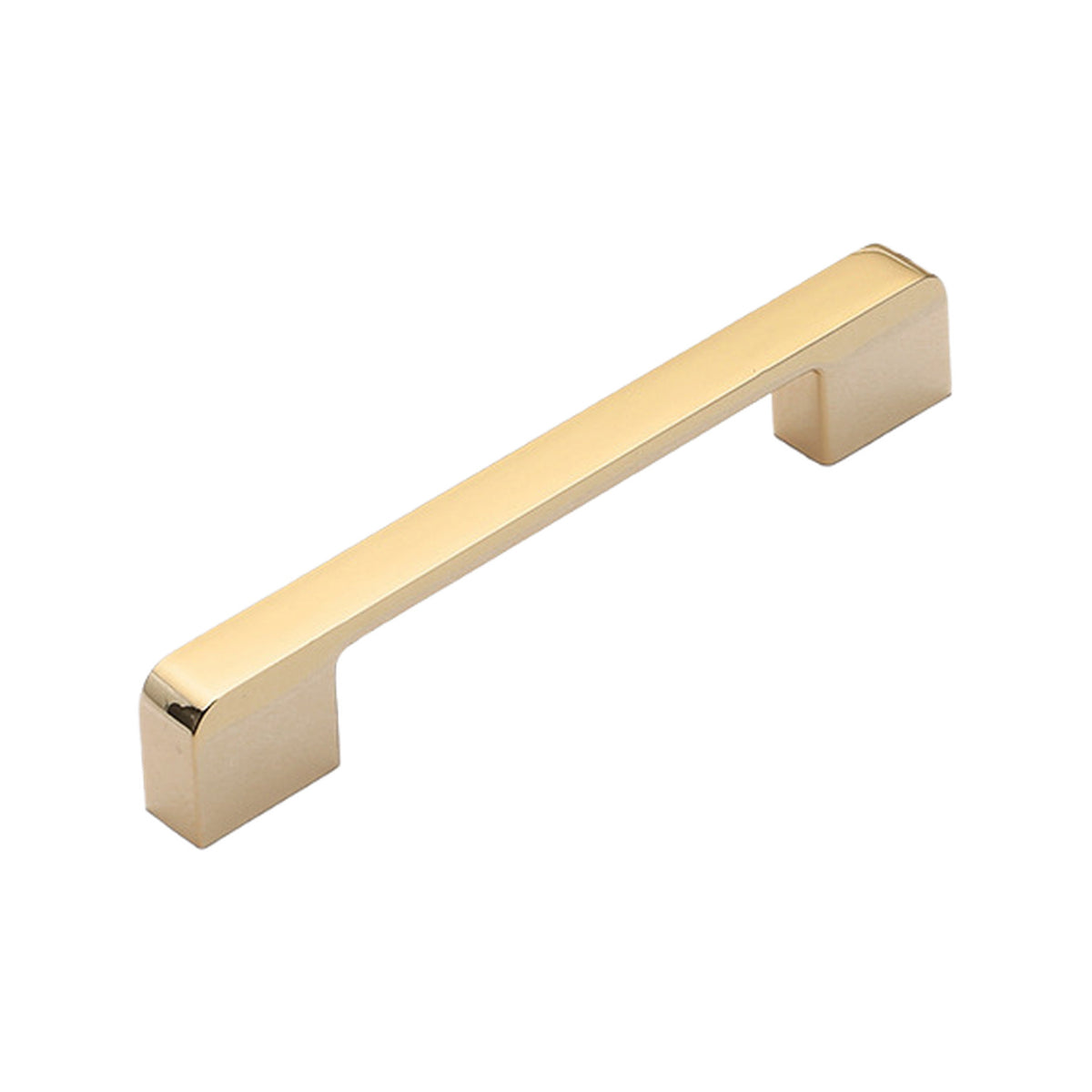 Polished gold-tone straight bar pull with squared ends, option No. 2, 128 mm.