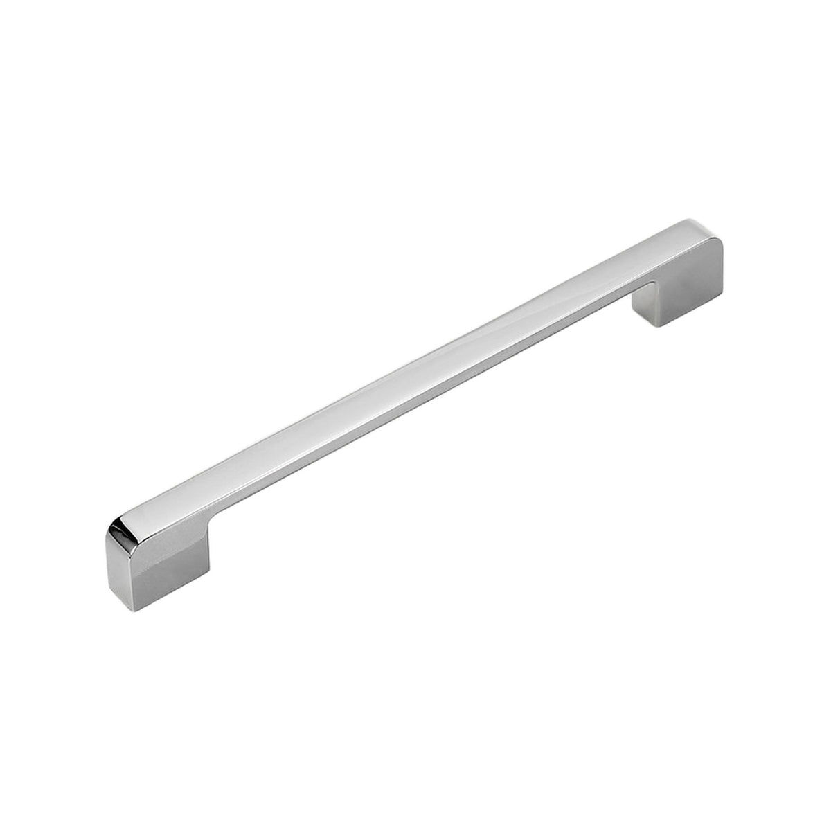 Polished silver-tone straight bar pull with squared ends, option No. 2, 192 mm.