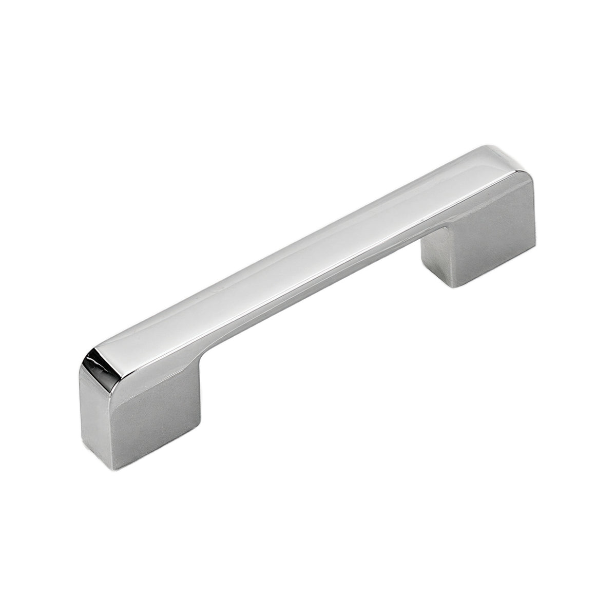Polished silver-tone straight bar pull with squared ends, option No. 2, 96 mm.