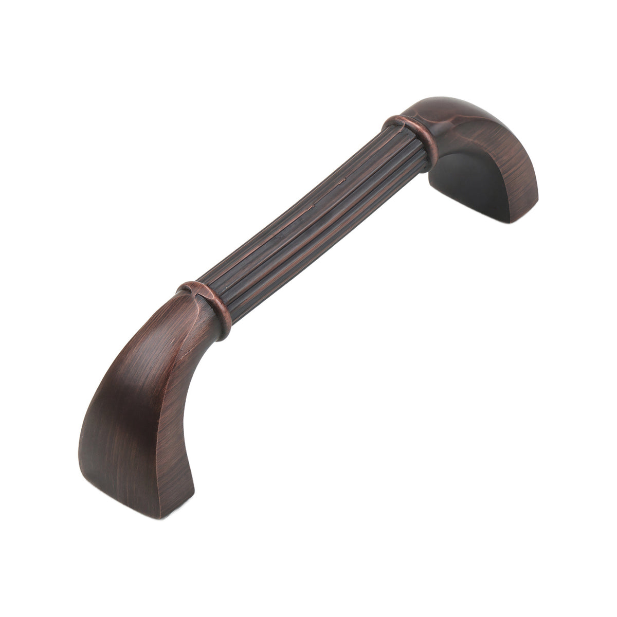 Red bronze-tone fluted bar pull with curved ends, 96 mm, option No. 5.