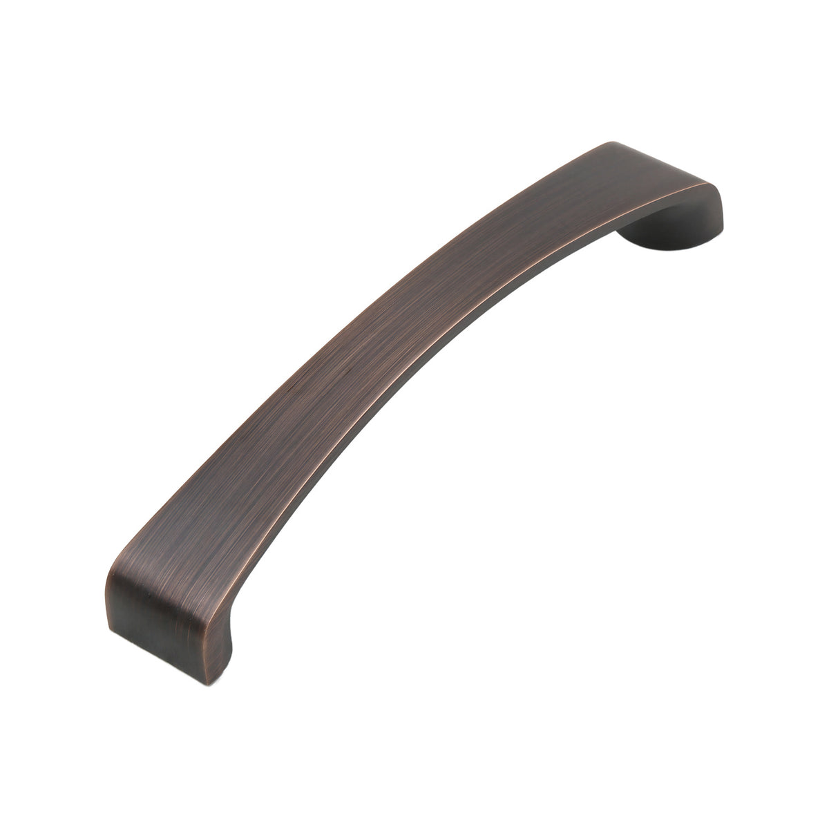 Red bronze-tone arched flat bar pull, 128 mm, option No. 1.
