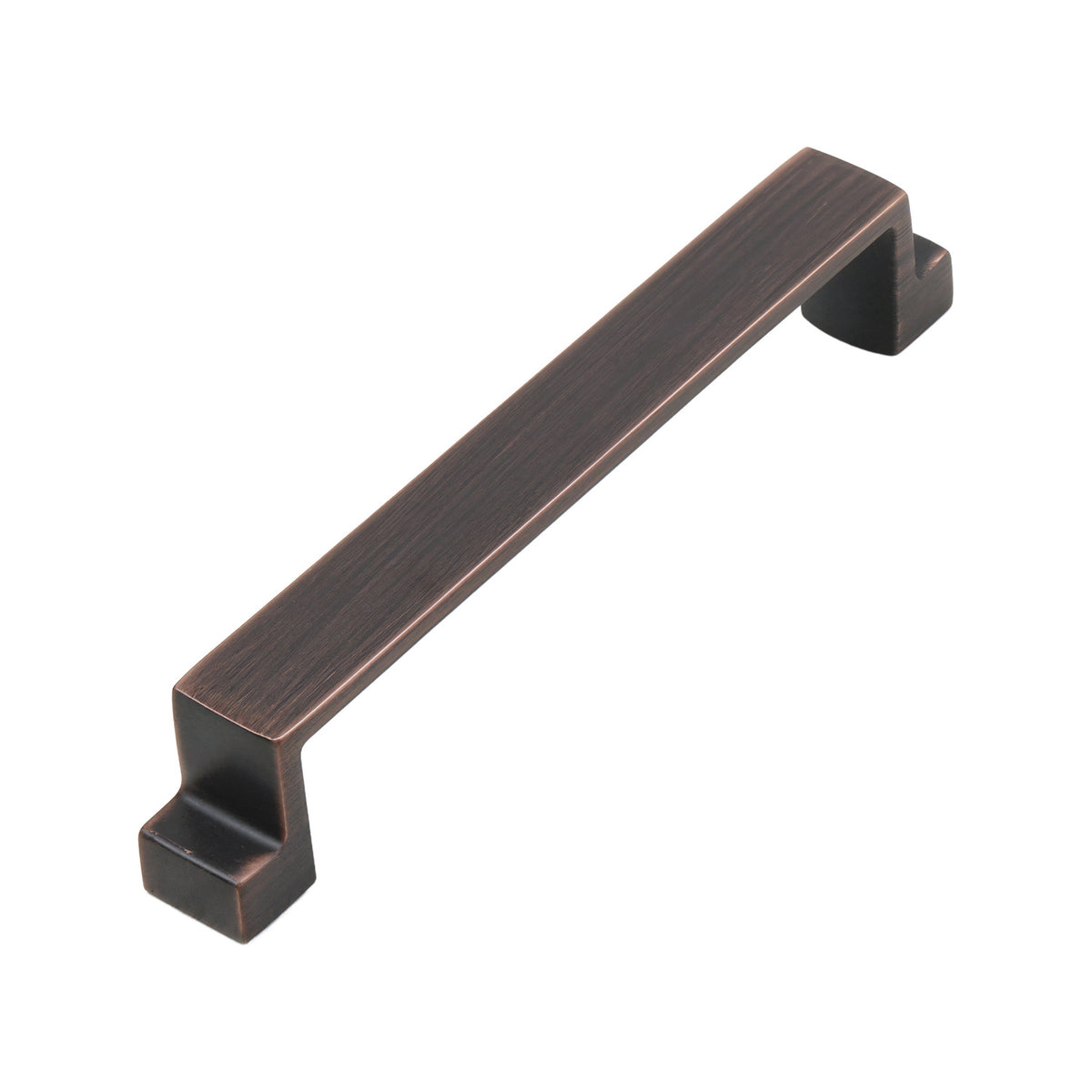 Red bronze-tone straight rectangular bar pull with copper-tone edging, 128 mm, option No. 2.