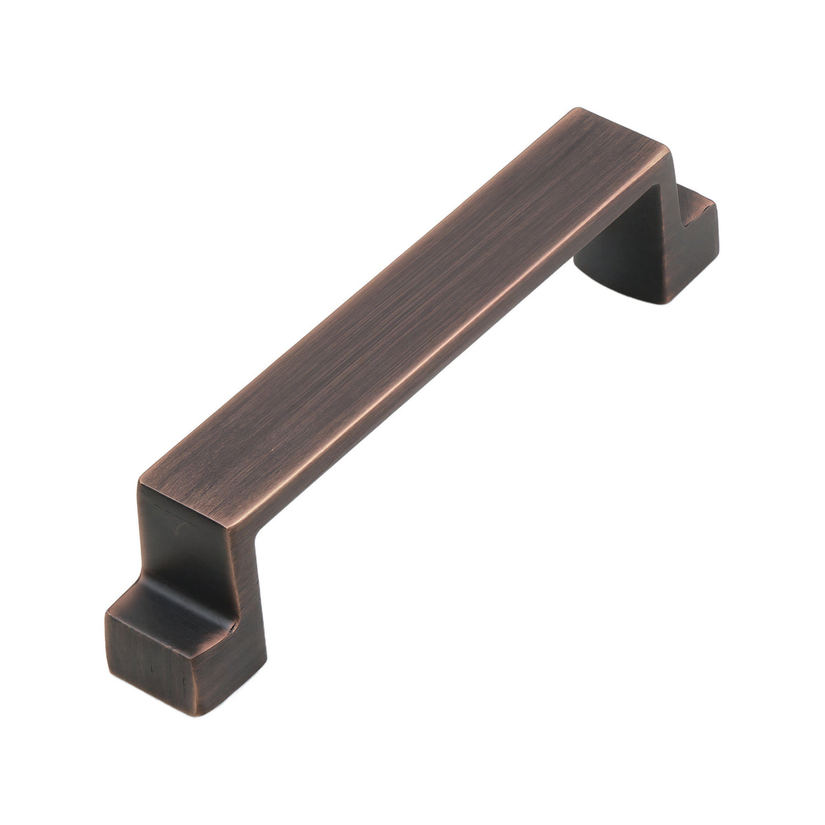 Red bronze-tone straight rectangular bar pull with copper-tone edging, 96 mm, option No. 2.