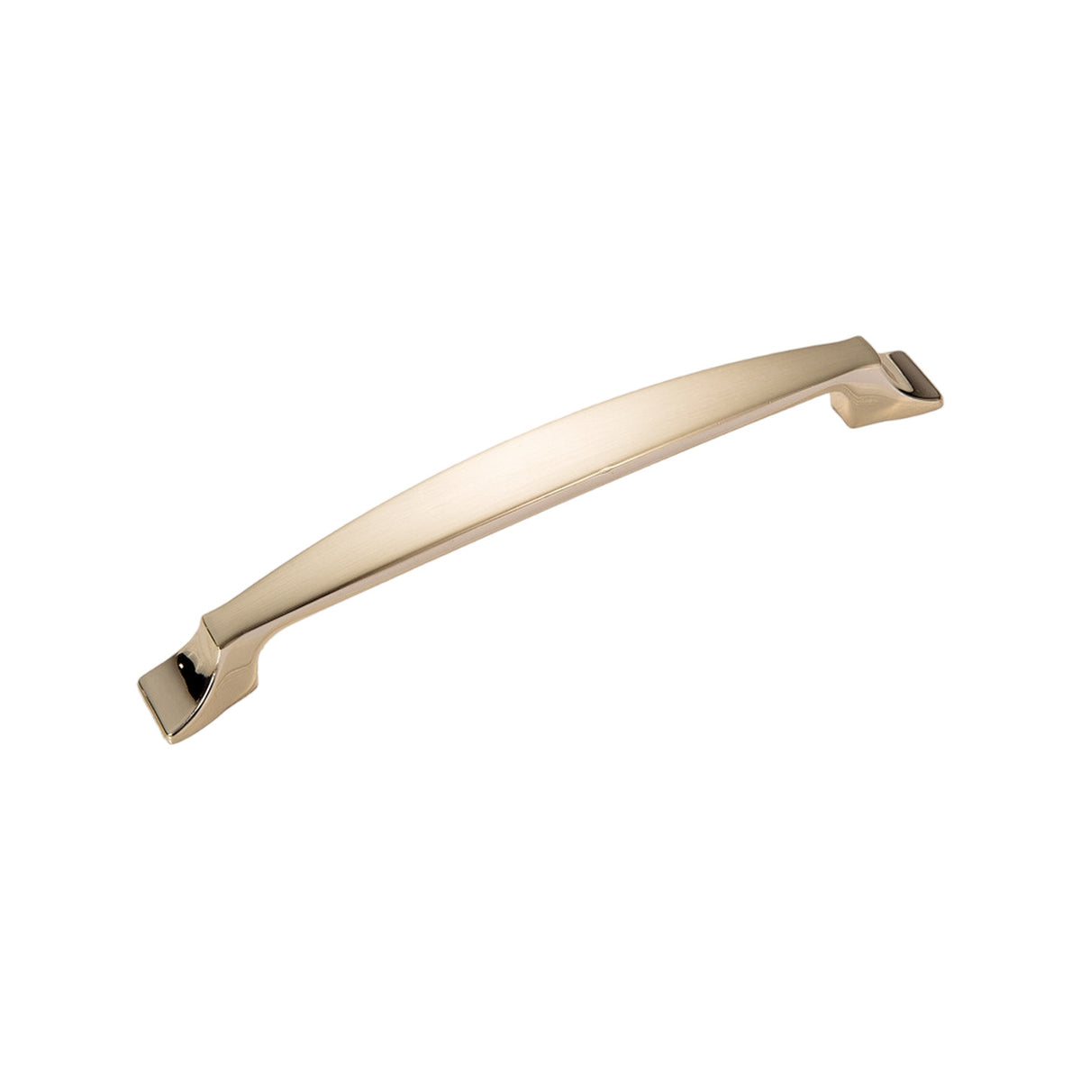 Rose gold-tone slim curved bar pull with squared feet, option No. 7, 128 mm.