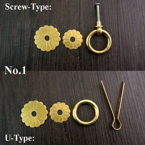 Brass Floral Door Knocker Ring Pulls - Antique Bronze Finish - Screw #1 30mm Bronze / 10pcs