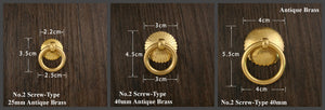 Brass Floral Door Knocker Ring Pulls - Antique Bronze Finish - Screw #1 35mm Bronze / 10pcs
