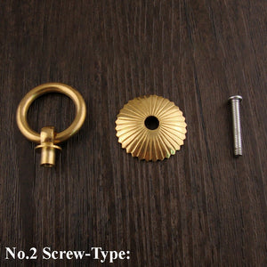Brass Floral Door Knocker Ring Pulls - Antique Bronze Finish - Screw #1 40mm Brass / 10pcs