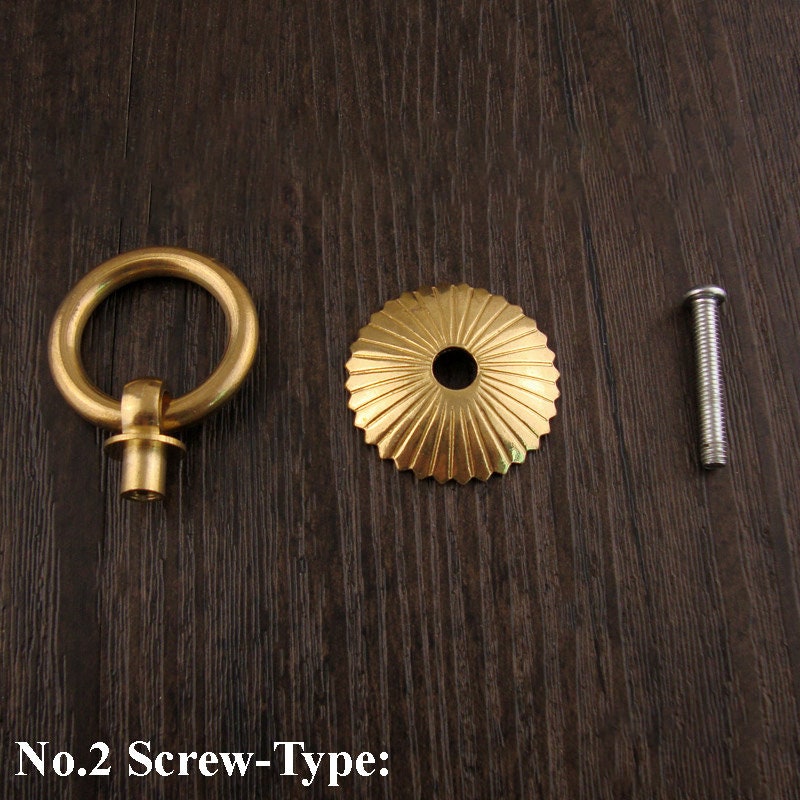 Brass Floral Door Knocker Ring Pulls - Antique Bronze Finish - Screw #1 40mm Brass / 10pcs