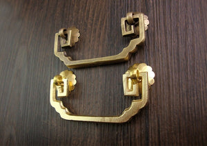 Brass Floral Door Knocker Ring Pulls - Antique Bronze Finish - Brass / 1pc