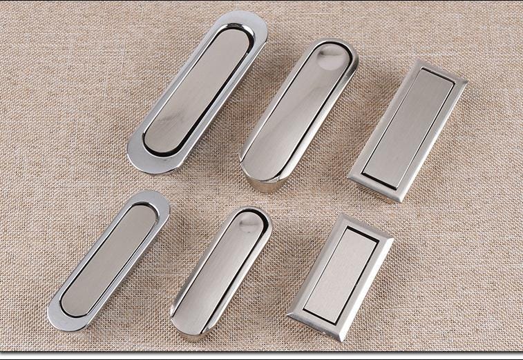 Brass Floral Door Knocker Ring Pulls - Steel Finish for Wardrobes - No.1 - 50mm / 1pc