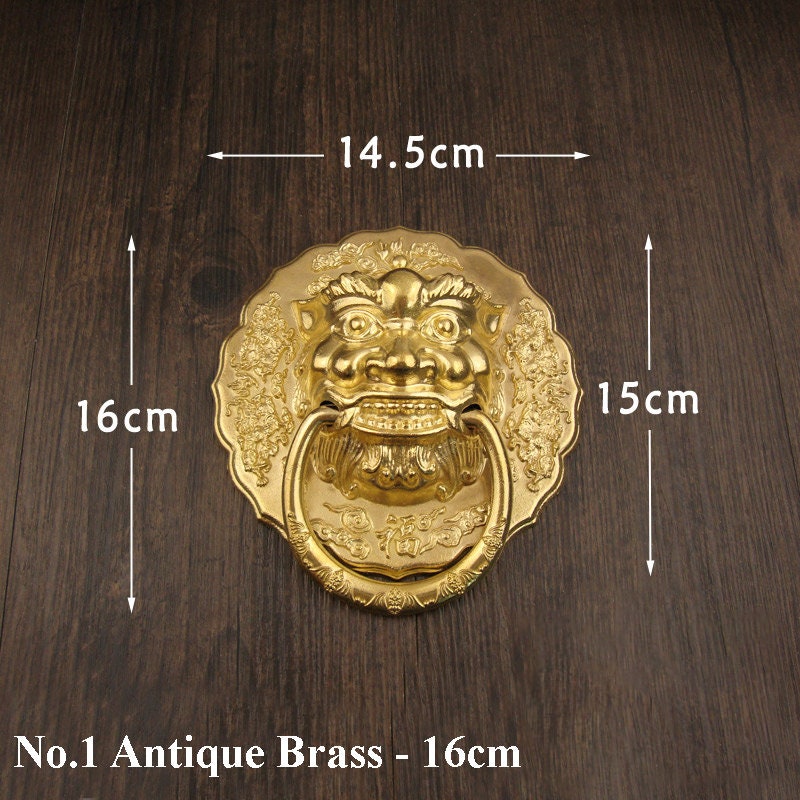 Brass Lion Door Knocker Ring Pulls - Antique Bronze Finish Hardware - No.1 Ant.Bronze 16cm / 1pc