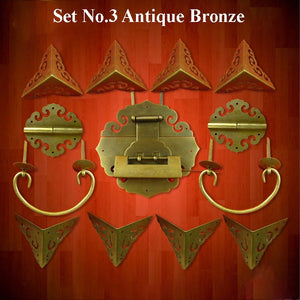 Brass Round Mini Box Hinges - Antique Bronze Finish for Wardrobes - No.1 Antique Brass / 1Set