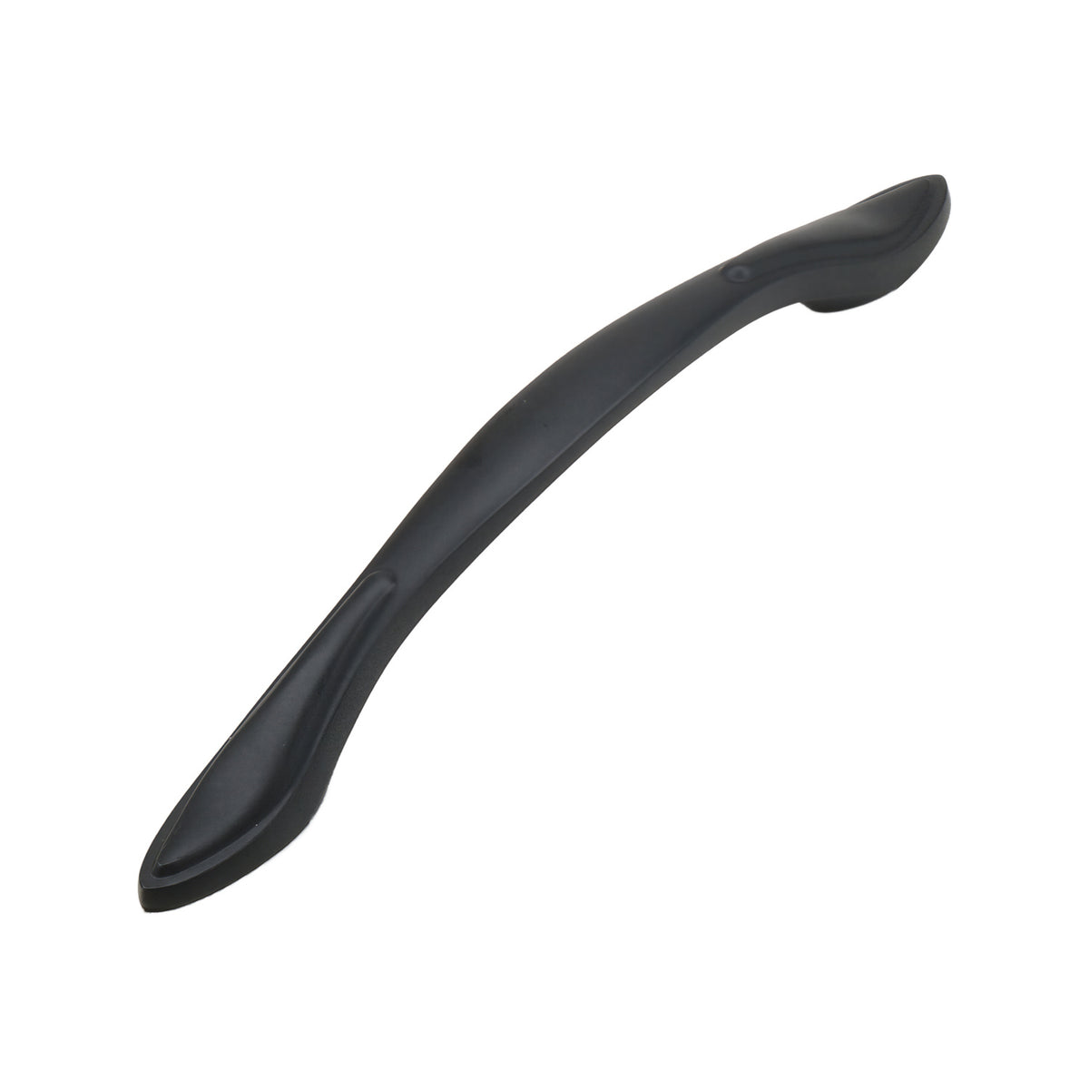 Black slim arched bridge pull with swept curved ends, option No. 1, 128 mm.