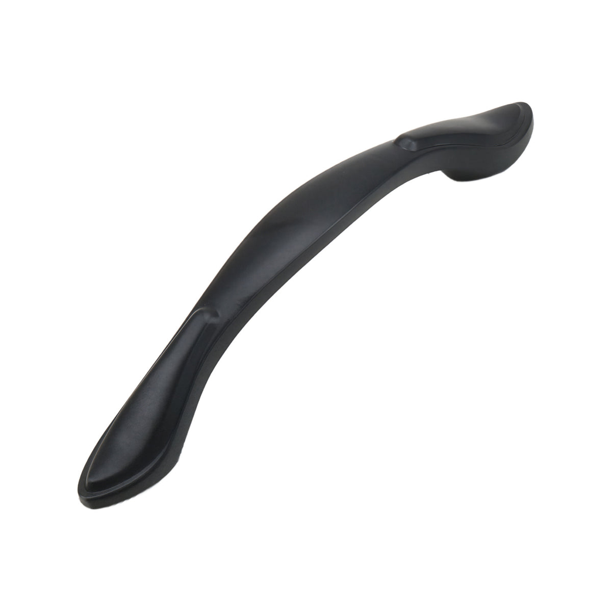 Black slim arched bridge pull with swept curved ends, option No. 1, 96 mm.