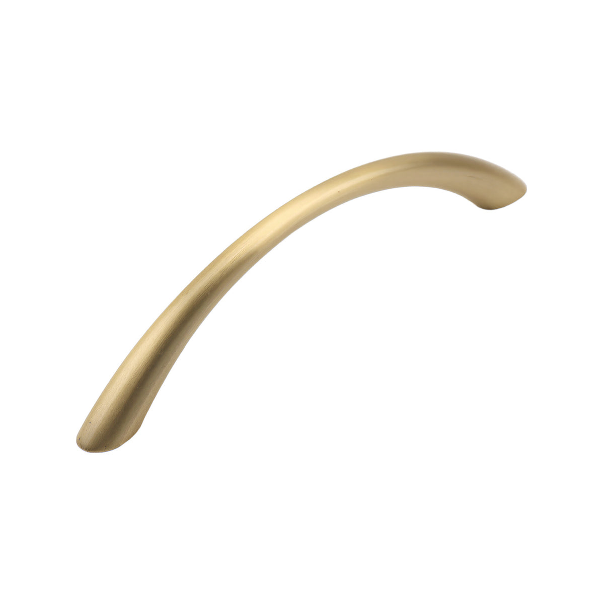 Brass-tone arched bridge pull with rounded ends, 128 mm, option No. 11.