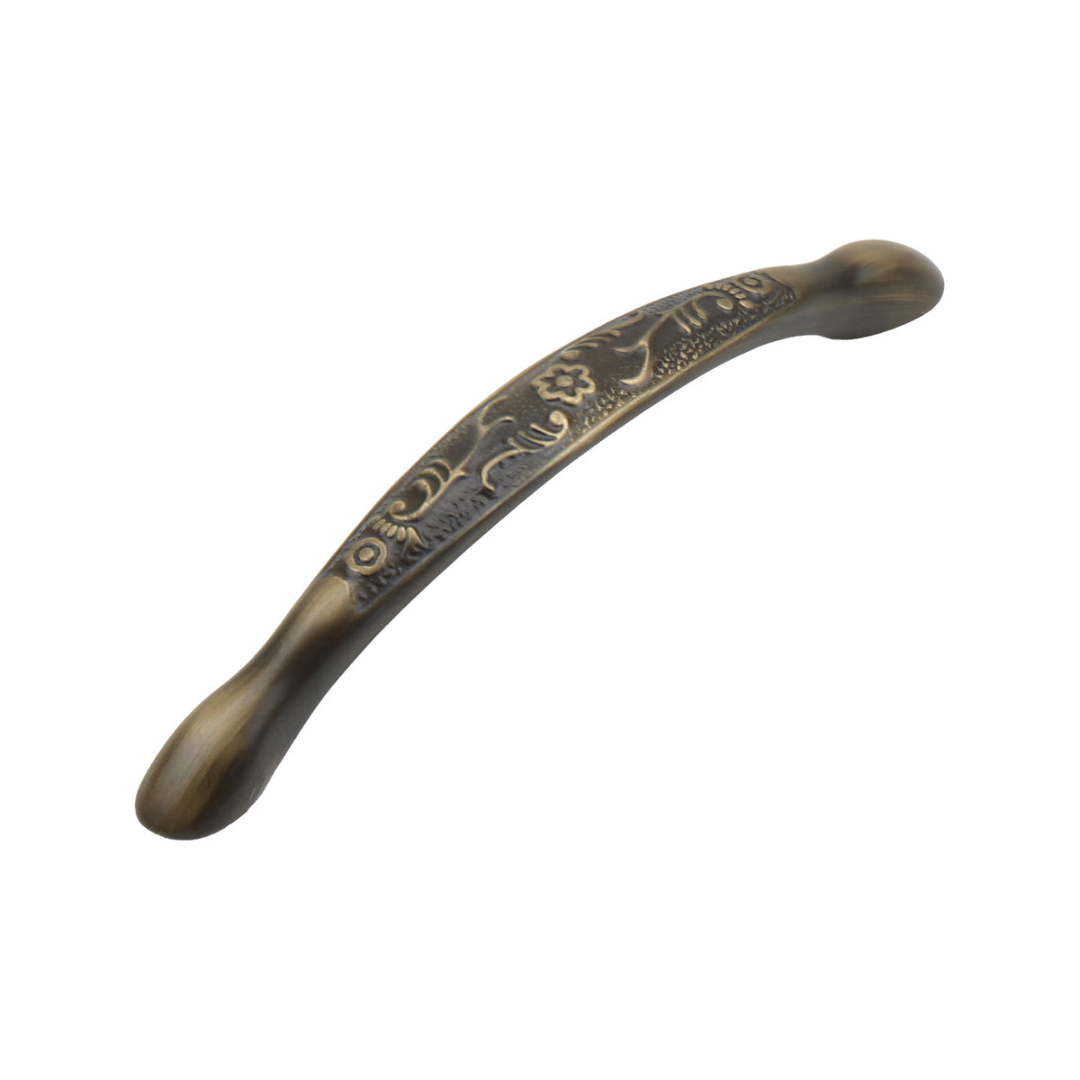 Bronze-tone bridge pull with an engraved scrollwork band, option No. 6, 160 mm.