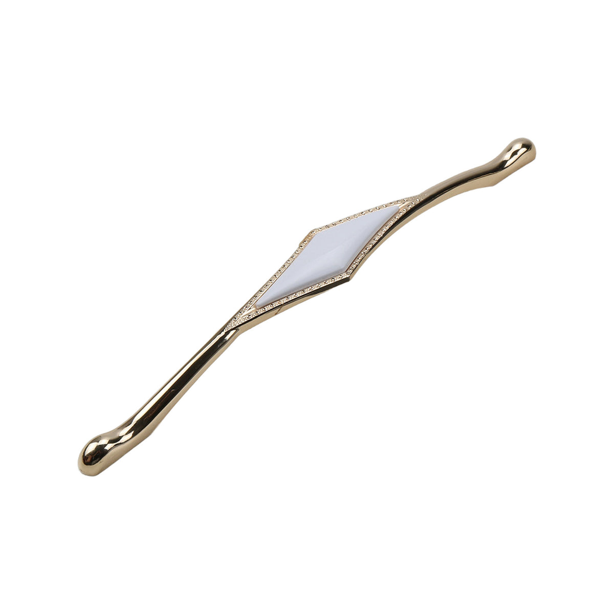 Curved gold-tone bridge pull with a white diamond-shaped inlay, option No. 9, 285 mm.