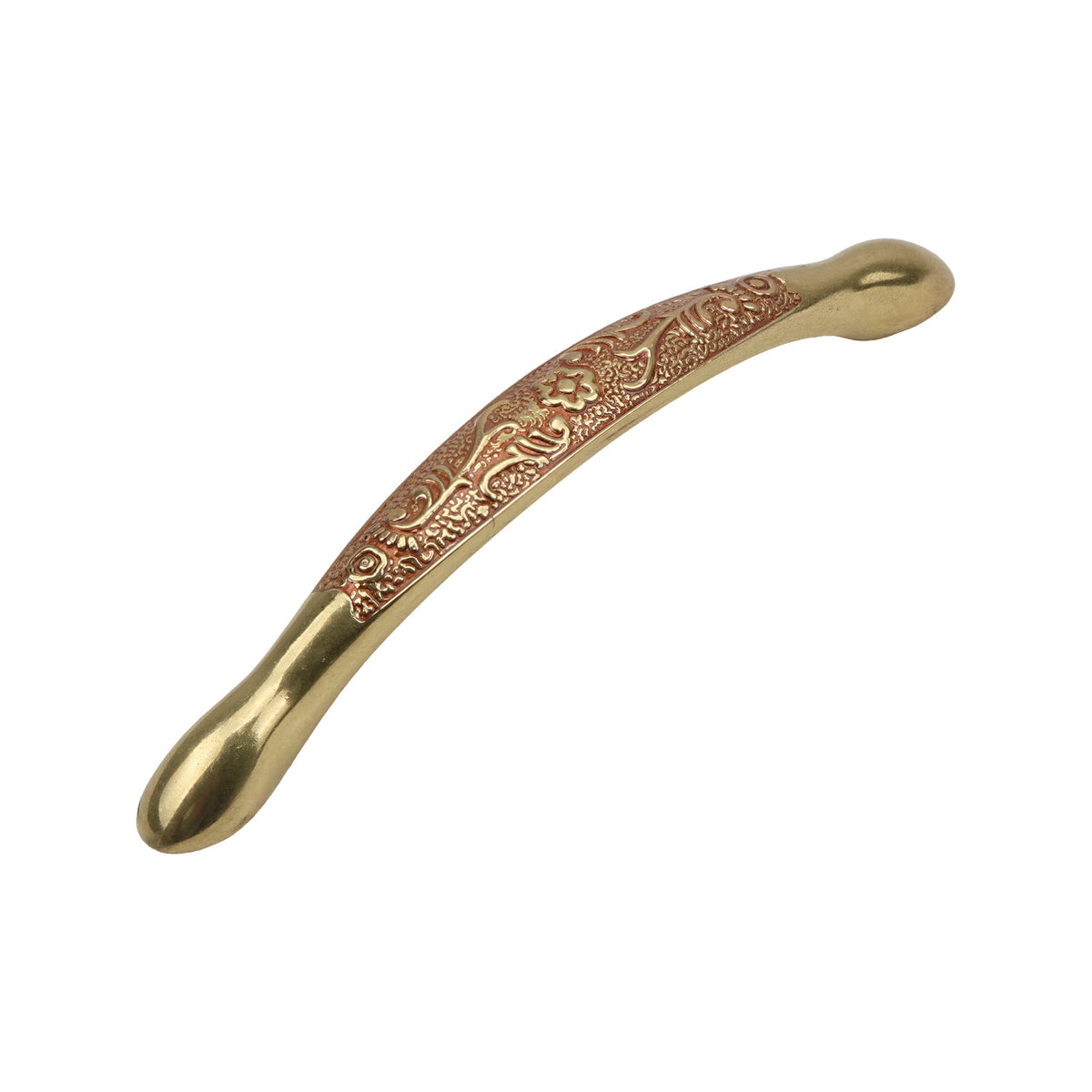 Gold-tone bridge pull with an engraved floral band, option No. 5, 160 mm.