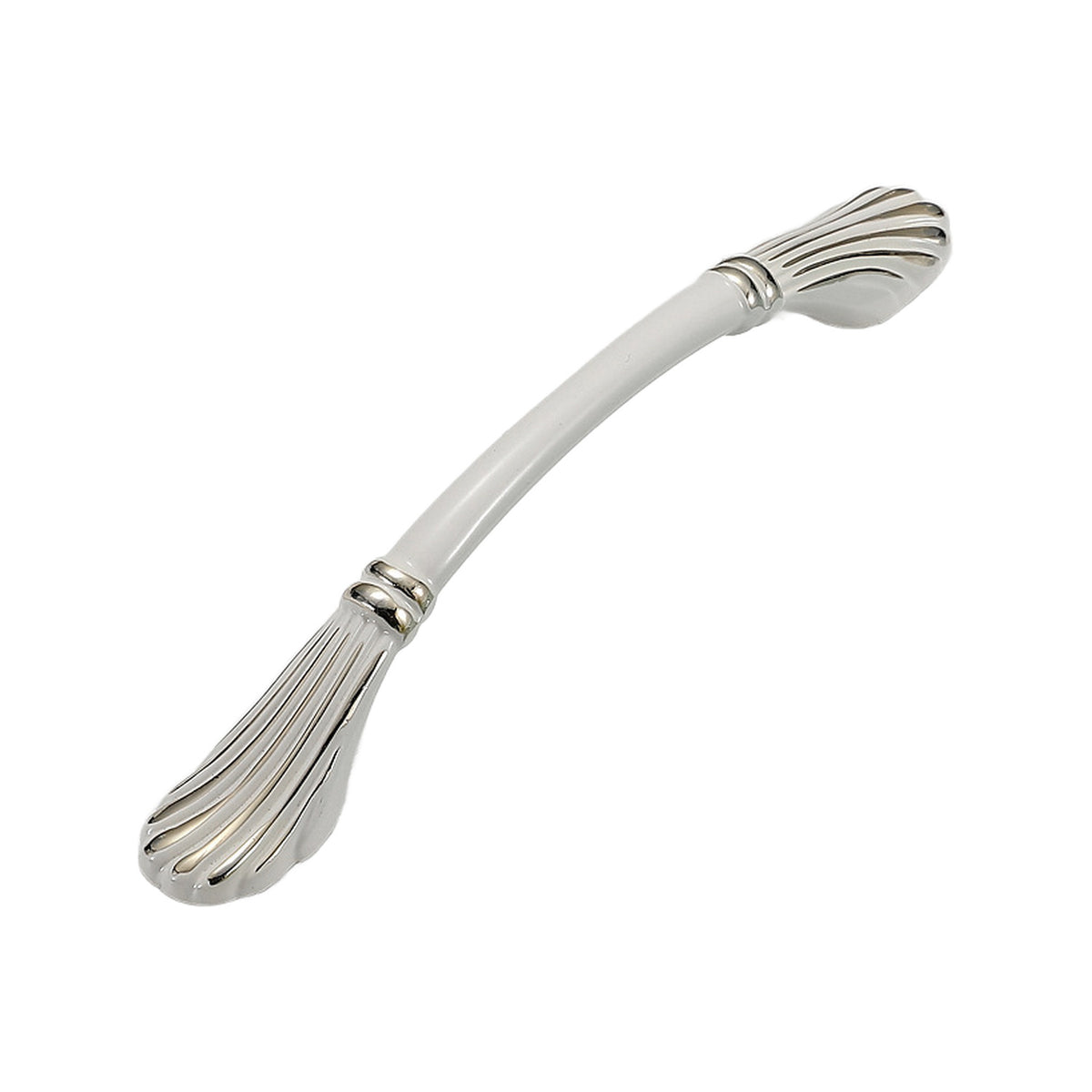 White bridge pull with fan-shaped floral ends, option No. 17, 128 mm.