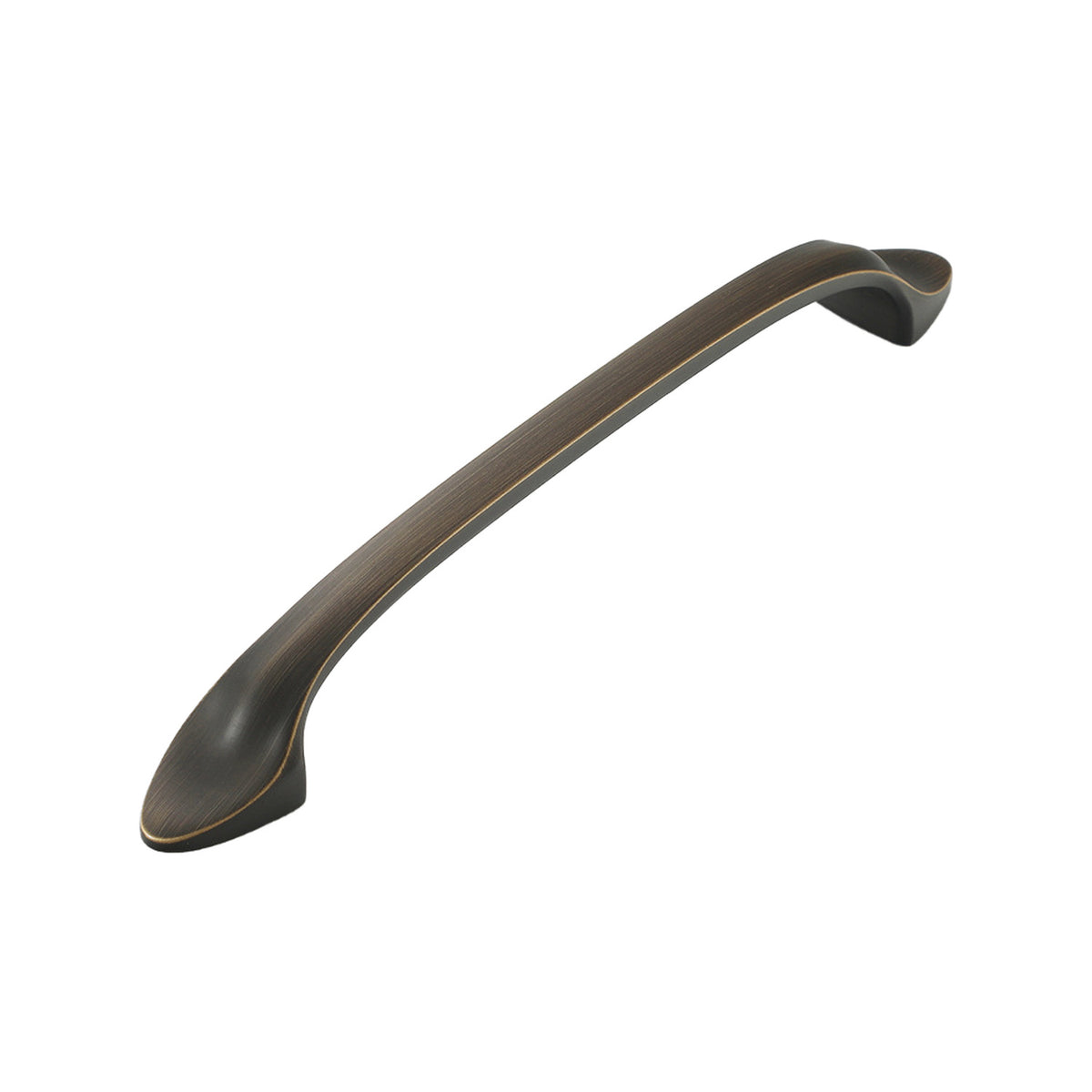 Solid brass cabinet bridge pull, brown, 239 mm.