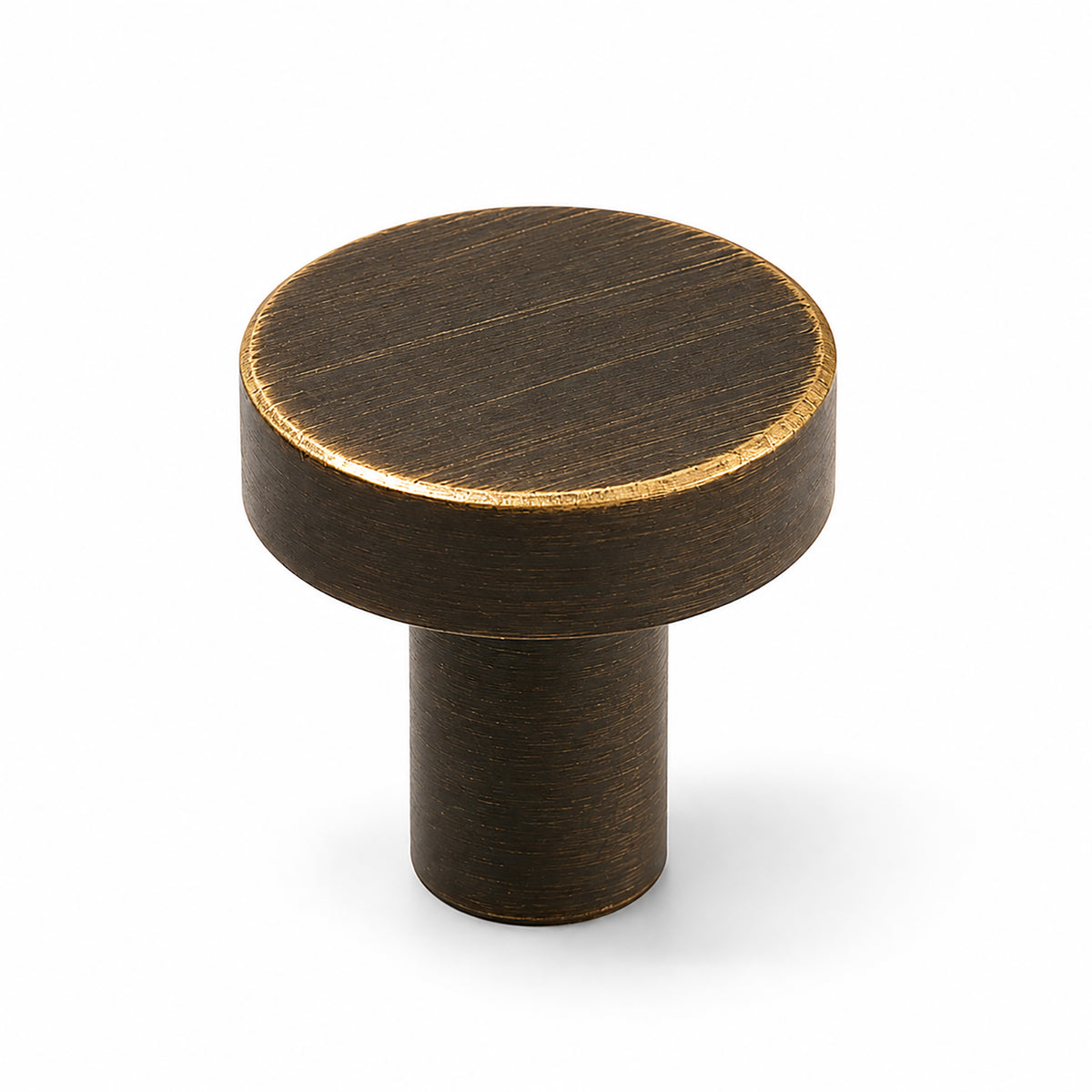Bronze-finish solid brass round cabinet knob, style #1 (20 mm).