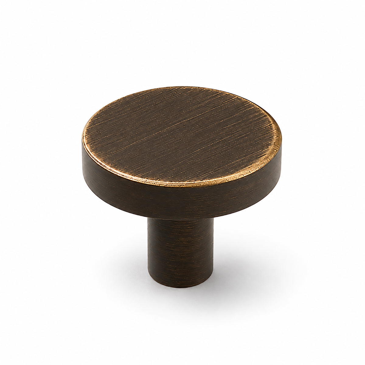 Bronze-finish solid brass round cabinet knob, style #1 (25 mm).