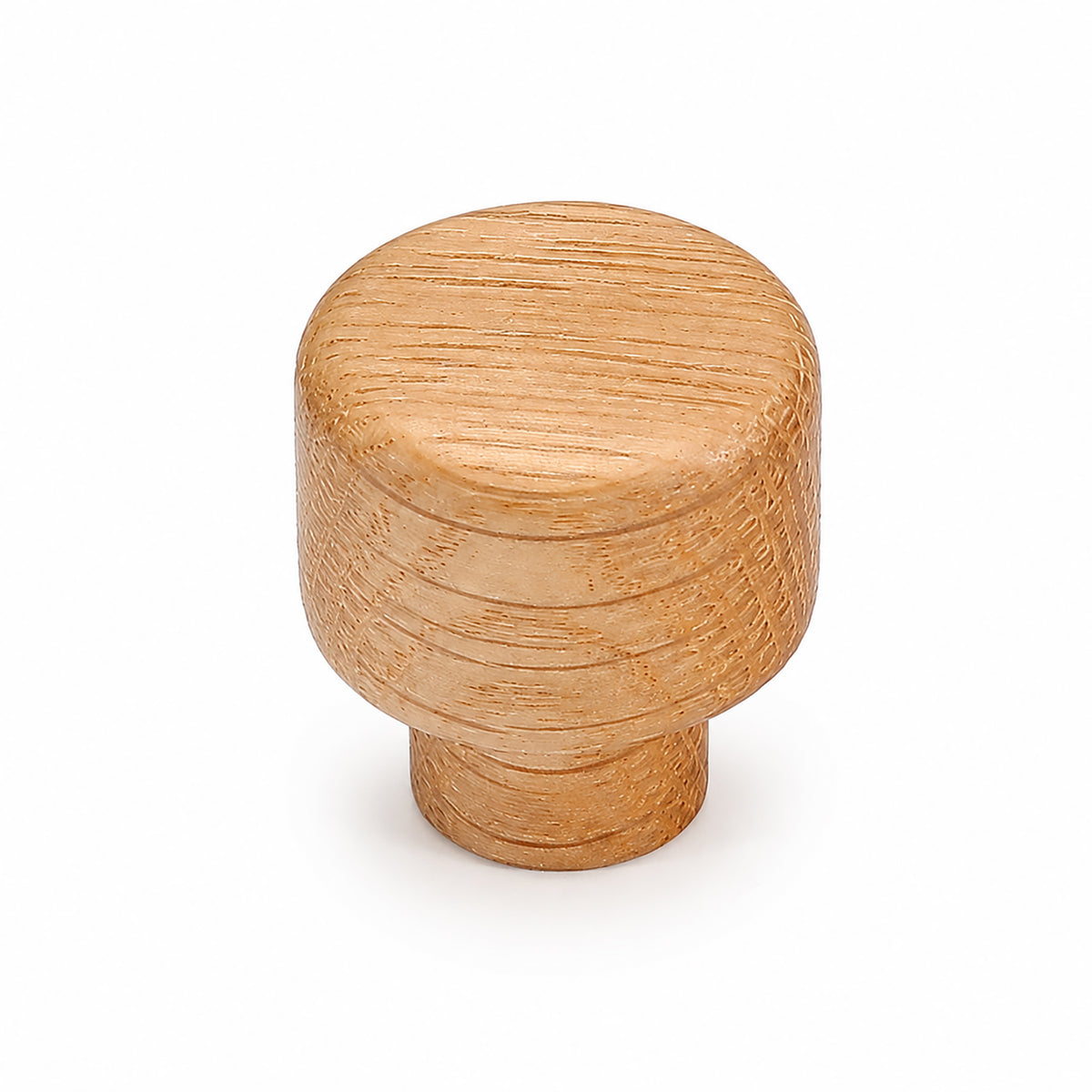 Round oak wood cabinet knob, style #1.