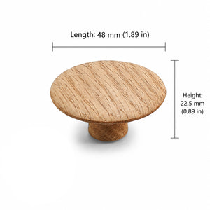 Measurements for wide round oak cabinet knob, style #10.