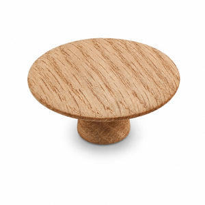 Wide round oak cabinet knob, style #10.