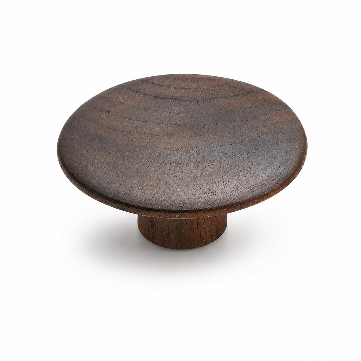Wide round walnut cabinet knob, style #10.
