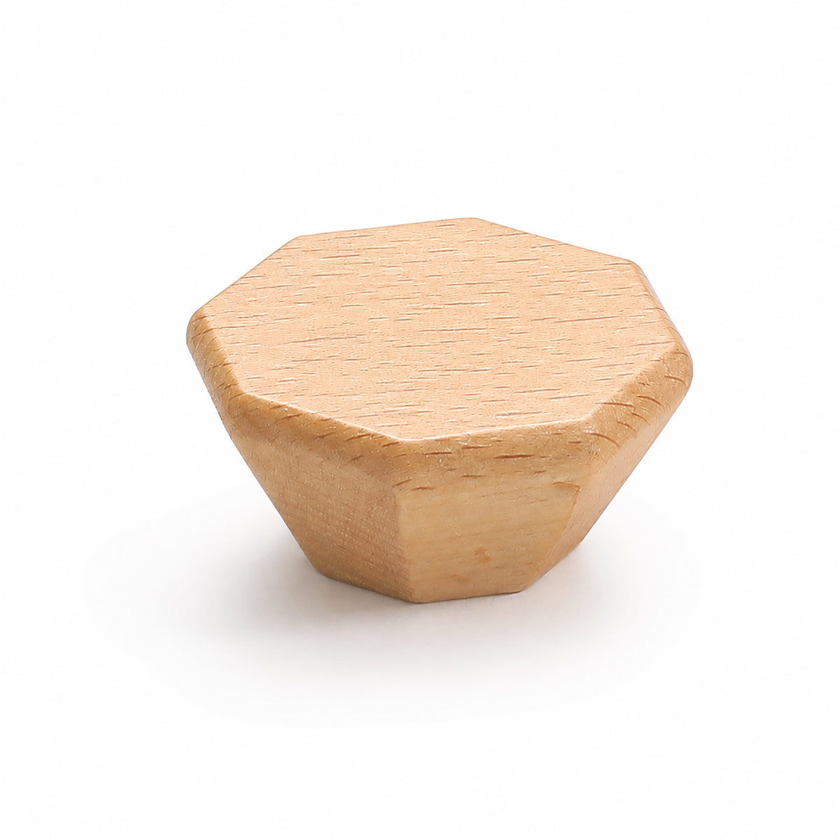 Faceted octagonal beech cabinet knob, style #2 (40 mm option).