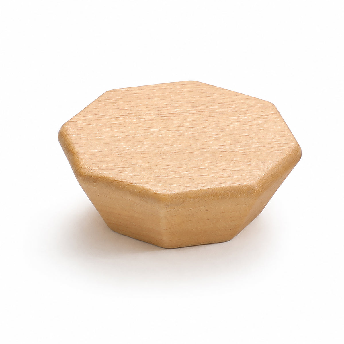 Faceted octagonal beech cabinet knob, style #2 (60 mm option).
