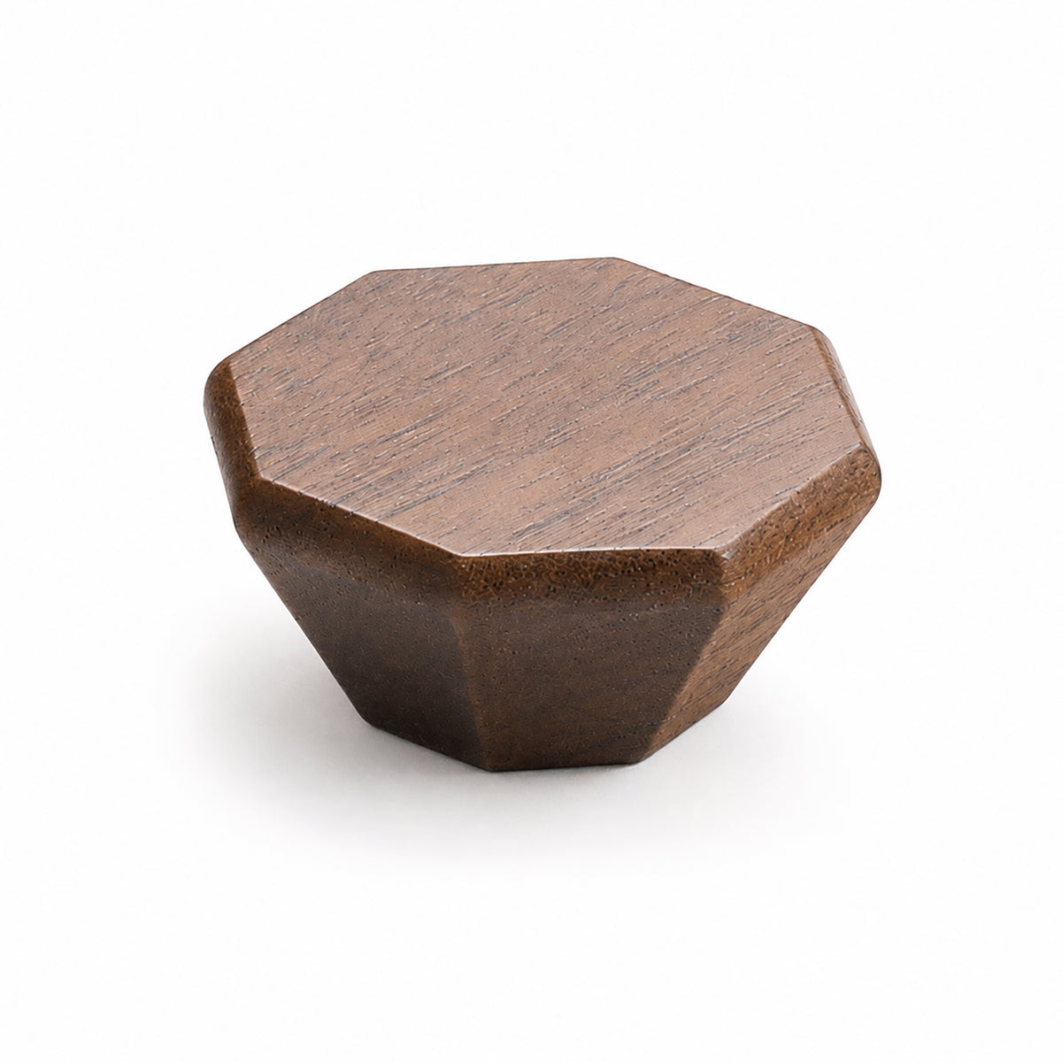Faceted octagonal walnut cabinet knob, style #2 (40 mm option).